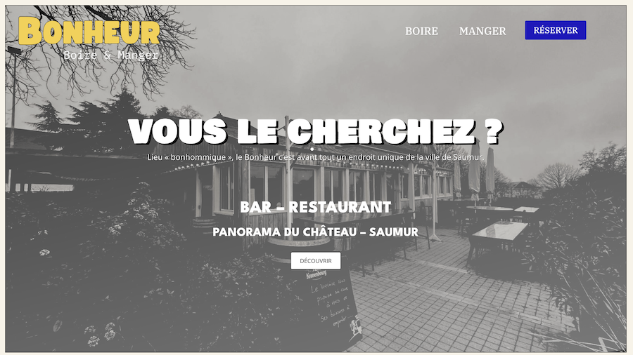 Page accueil site Bonheur Saumur